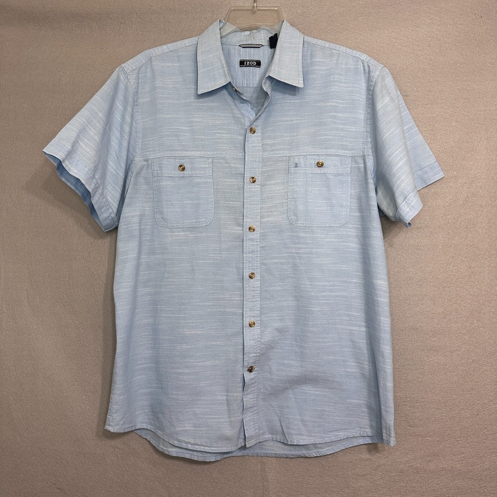 IZOD Men's‎ Shirt Short Sleeve Camp Shirt Size XL Relaxed Fit Classic Casual